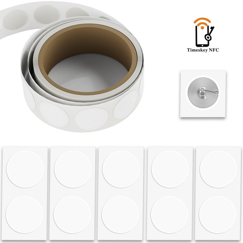 Timeskey NFC 20 Pack Mifare Classic 1k NFC Tag RFID Sticker 13.56mhz - ISO14443A Smart 25mm Adhesive Tags - Image 1